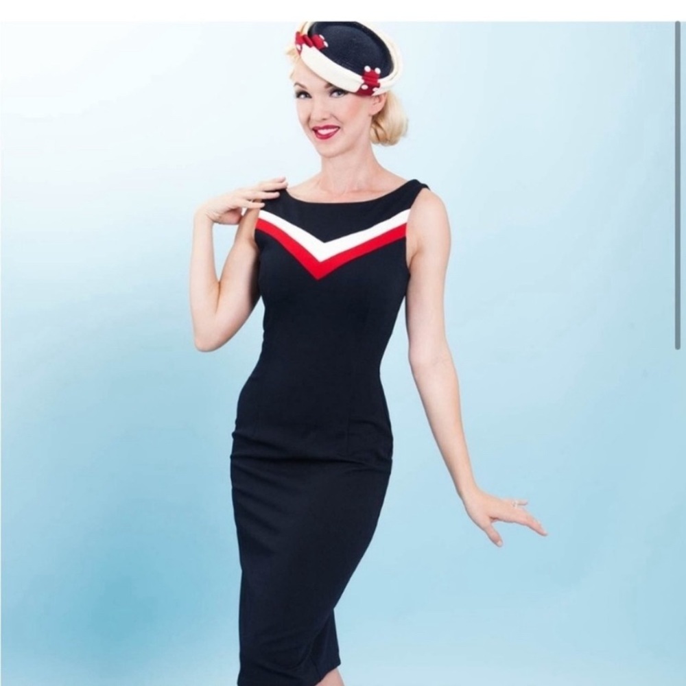 Tatyana Retro Rockabilly Navy Rock the Boat Dress XS